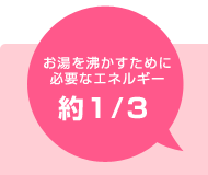 お湯を沸かすために必要なエネルギー約1/3